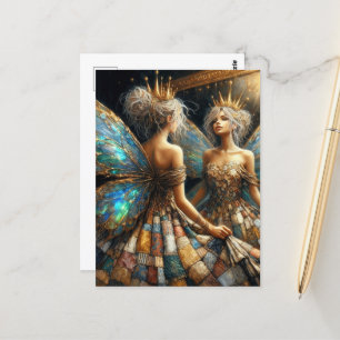 Postal El hada de una vestimenta cristalina en espejo