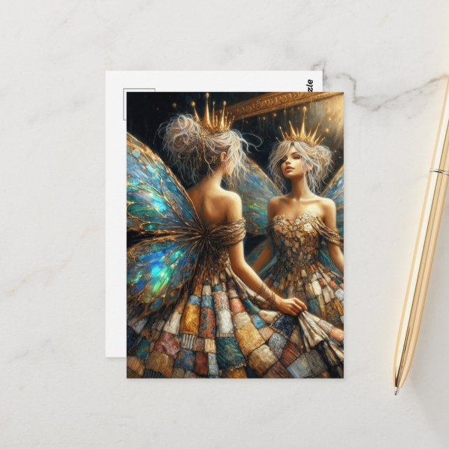 Postal El hada de una vestimenta cristalina en espejo (Anverso/Reverso In Situ)