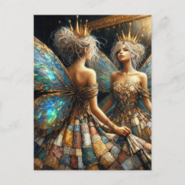 Postal El hada de una vestimenta cristalina en espejo