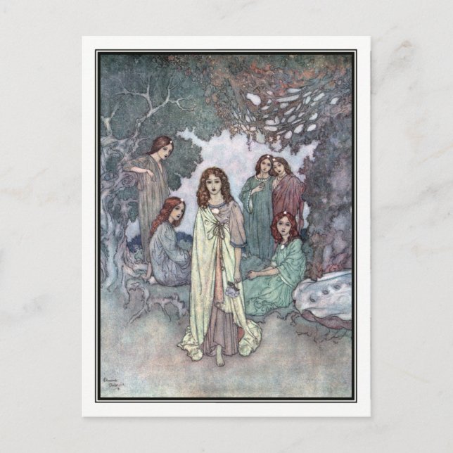 Postal El Hada del Jardín por Edmund Dulac (Anverso)