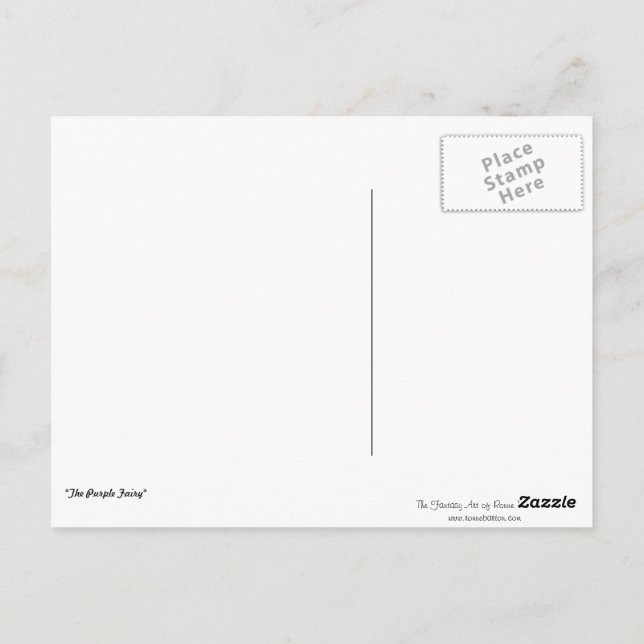 Postal "El hada morada" (Reverso)