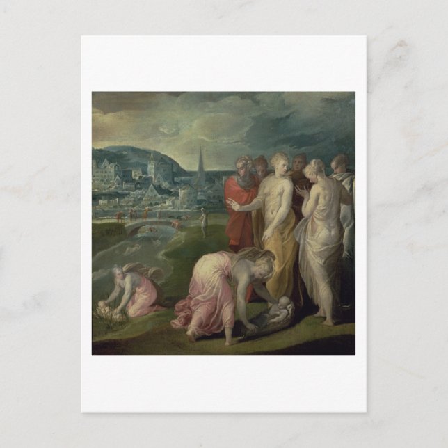 Postal El hallazgo de Moisés (aceite sobre lienzo) (Anverso)