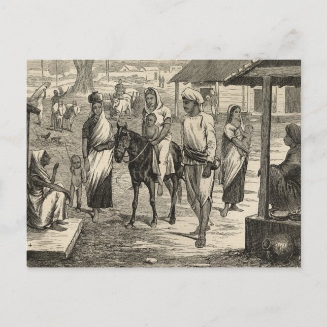 Postal El hambre india (Anverso)