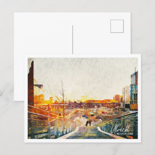 Postal El hermoso paisaje de pintura al óleo de los Paíse