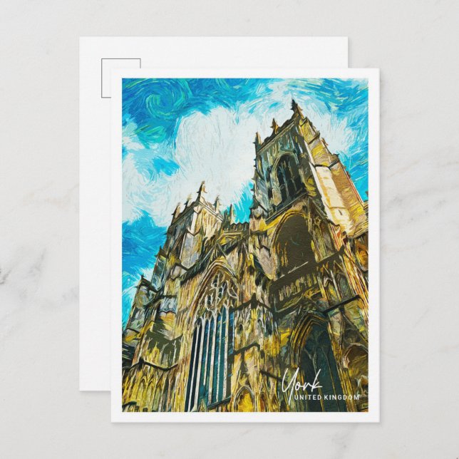 Postal El hermoso paisaje de pintura al óleo de York (Anverso / Reverso)