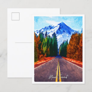 Postal El hermoso paisaje del Monte Everest con pintura a