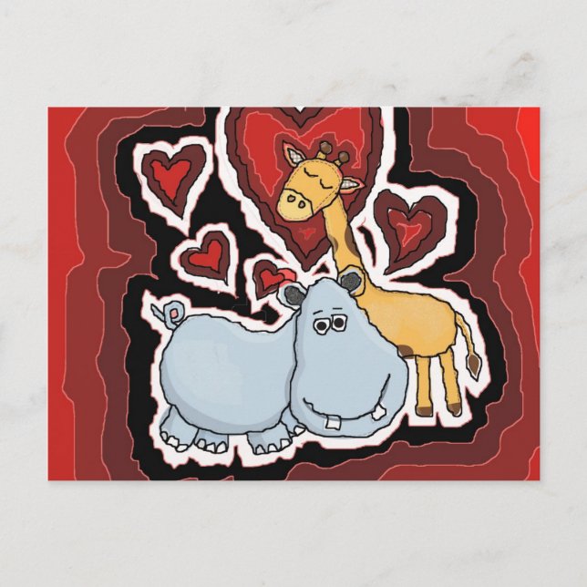 Postal el Hippo, la jirafa y el corazón. (Anverso)