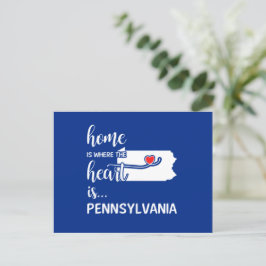 Postal El hogar de Pennsylvania es donde está el corazón