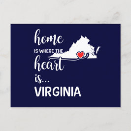Postal El hogar de Virginia es donde está el corazón