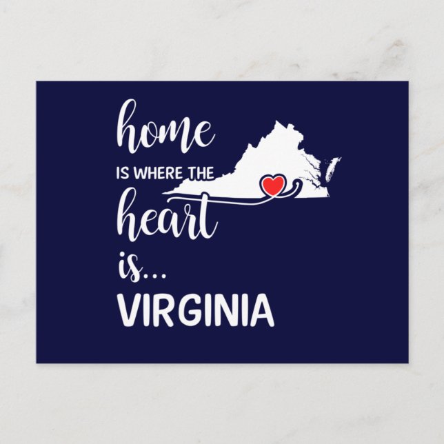 Postal El hogar de Virginia es donde está el corazón (Anverso)