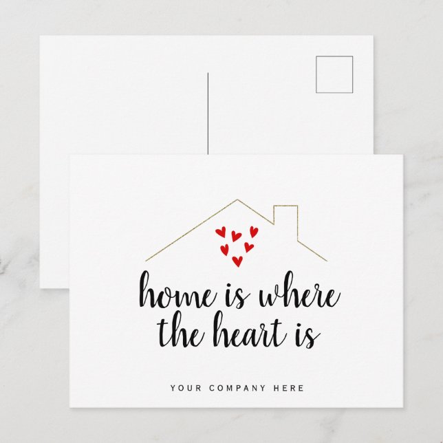 Postal El hogar es donde el corazón es mercadeo real (Anverso / Reverso)