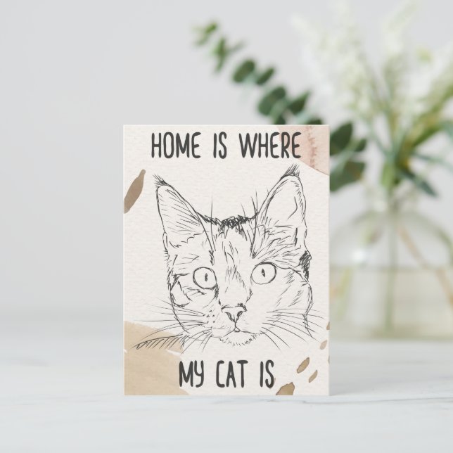 Postal El Hogar Es Donde Está Mi Gato, El Hogar Es Donde  (Anverso de pie)