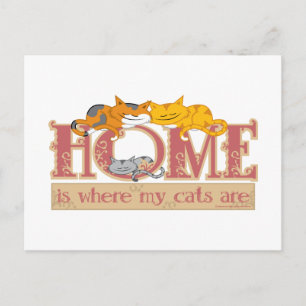 Postal El Hogar Es Donde Mis Gatos Están