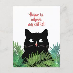Postal El hogar es donde vive mi gato anuncio de cambio d