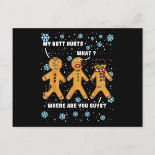 Postal El hombre de pan de jengibre cocinar mi culo duele