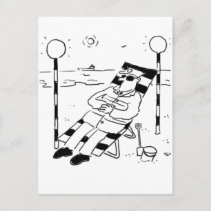 Postal El hombre de piruleta está tomando el sol. Surreal