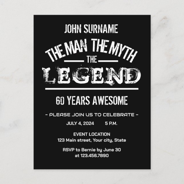 Postal El Hombre El Mito La Leyenda El Fantástico Cumplea (Anverso)