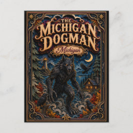 Postal El Hombre Lobo de Michigan Leyendas de Michigan Po