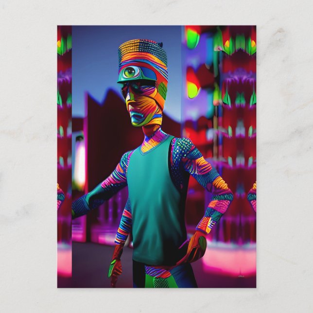 Postal El Hombre Que Arañó Mi Café - Ken Gage Art (Anverso)