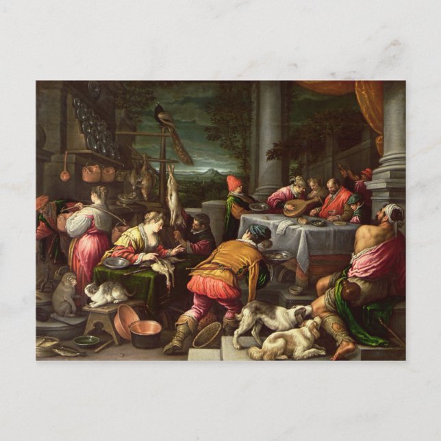 Postal El hombre rico y Lázaro, 1590-95 (Anverso)