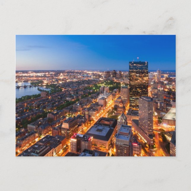 Postal El horizonte de Boston al atardecer (Anverso)