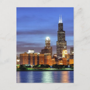 Postal El horizonte de Chicago desde el Planetario Adler
