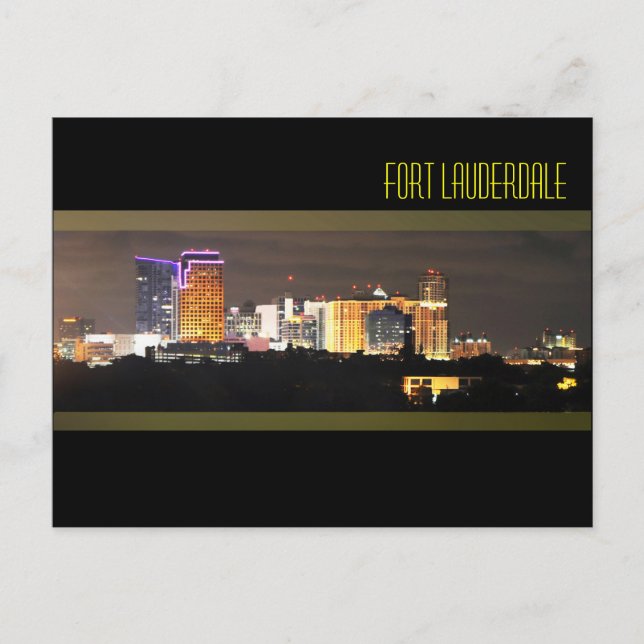 Postal El horizonte de Fort Lauderdale por la noche (Anverso)