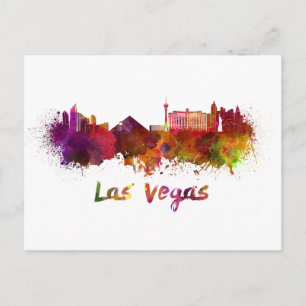 Postal El horizonte de Las Vegas en acuarela