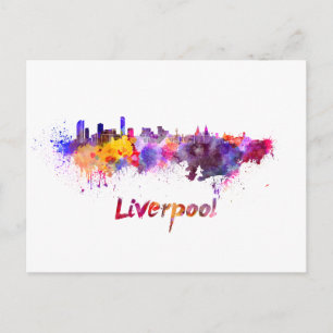 Postal El horizonte de Liverpool en acuarela
