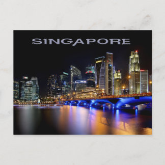 Postal El horizonte de Singapur y el puente Esplanade