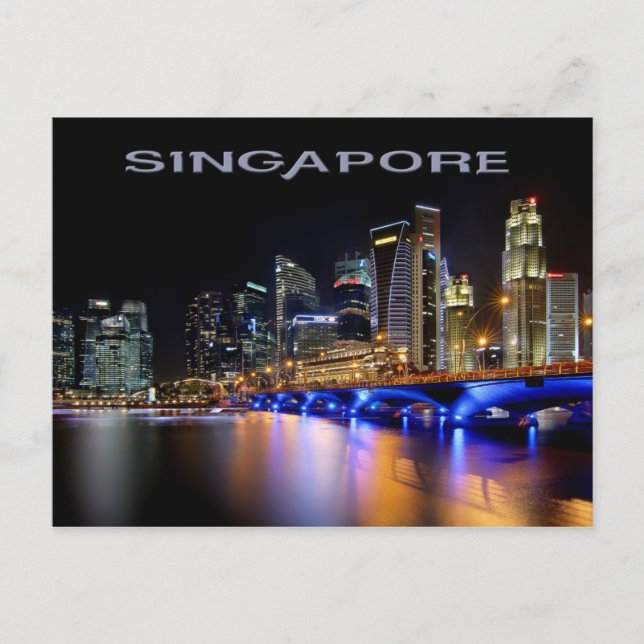 Postal El horizonte de Singapur y el puente Esplanade (Anverso)