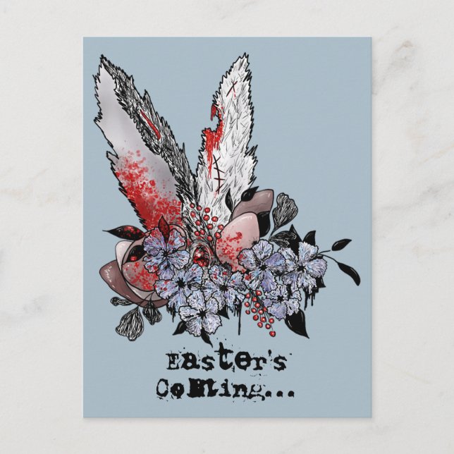 Postal El horror de los conejitos de Pascua (Anverso)