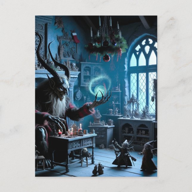 Postal El horror de los Navidades Krampus IA (Anverso)
