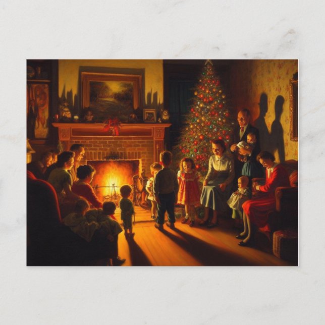Postal El horror de los Navidades retro escalofriantes (Anverso)