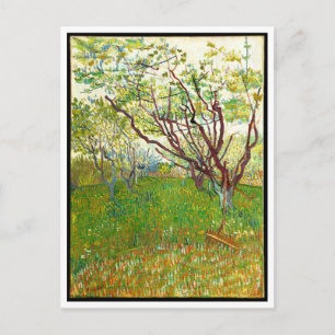 Postal El huerto en flor de Vincent Van Gogh (1888)