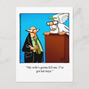 Postal El humor de Pearly Gates "Got Wife's Keys"