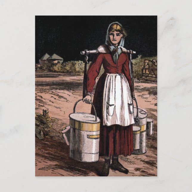 Postal El Ilustracion de época de la Milkmaid (Anverso)