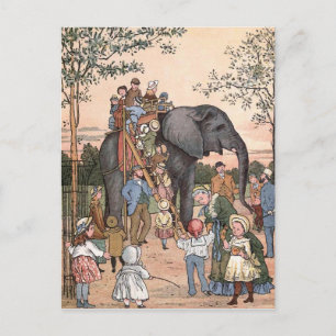 Postal El Ilustracion vintage "El Zoológico"