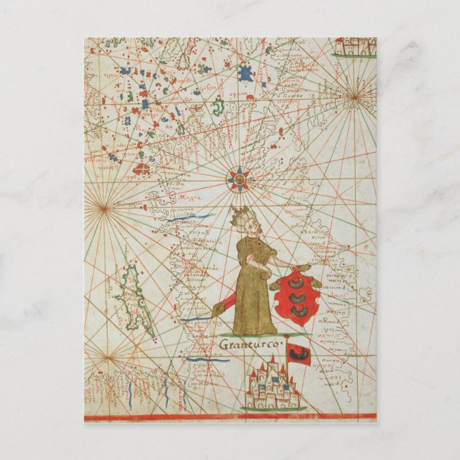 Postal El Imperio Turco, de un atlas náutico de 1646 (Anverso)