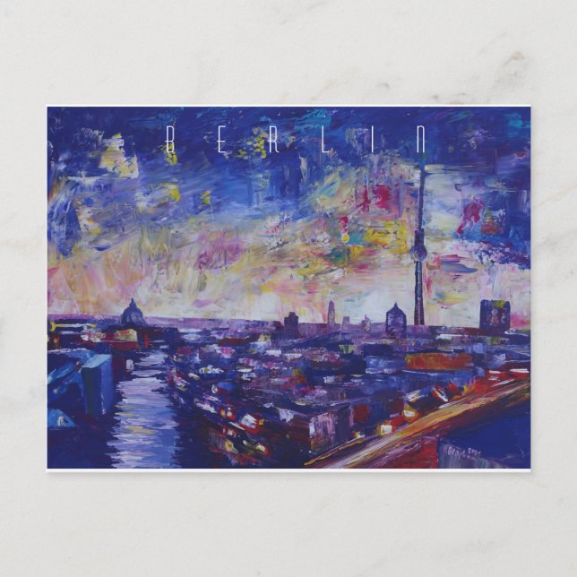 Postal El impresionante horizonte nocturno de Berlín (Anverso)