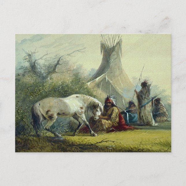 Postal El indio y su caballo 1858 (Anverso)