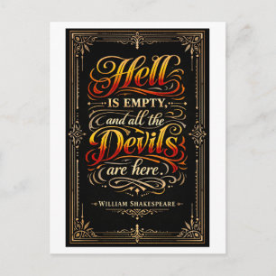 Postal "El infierno está vacío" Shakespeare