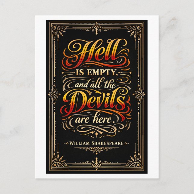 Postal "El infierno está vacío" Shakespeare (Anverso)