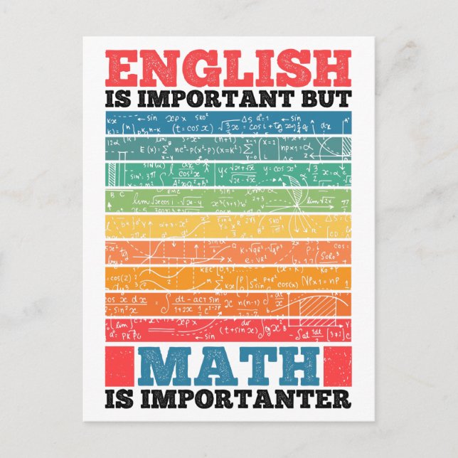 Postal El inglés es importante, pero la matemática es imp (Anverso)
