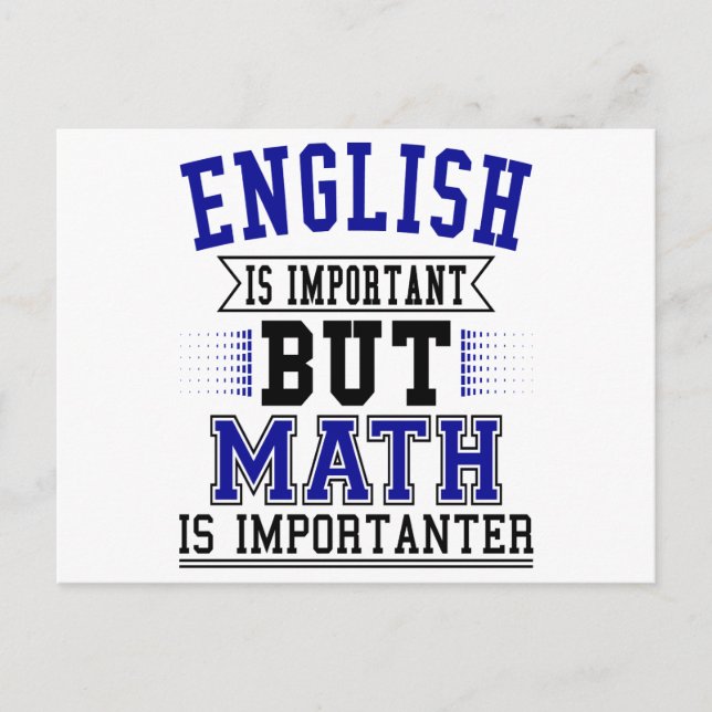 Postal El inglés es importante, pero las matemáticas son  (Anverso)