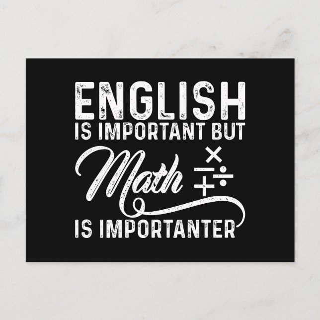 Postal El inglés es importante, pero las matemáticas son  (Anverso)