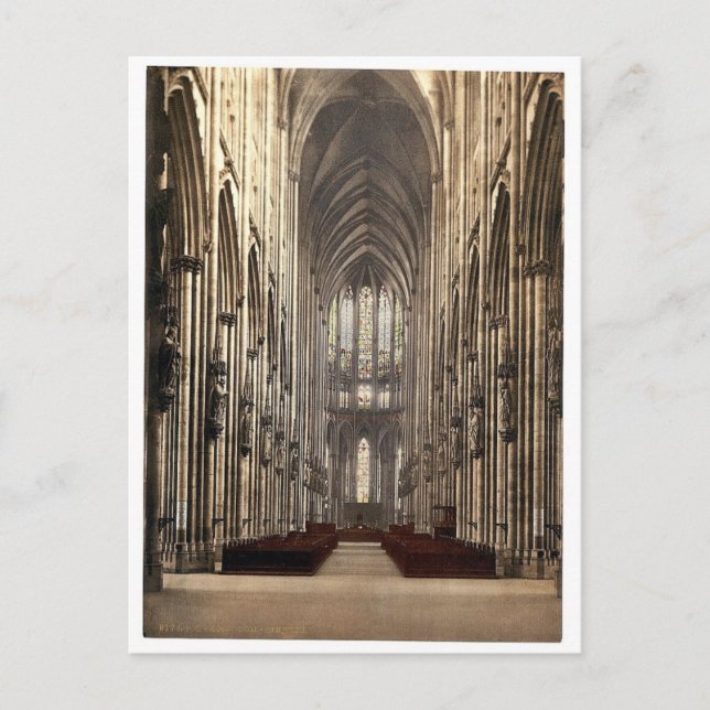 Postal El interior de la catedral, Colonia, el Rin, Alema (Anverso)