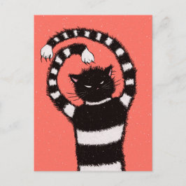 Postal El invierno del gato malvado copos de nieve