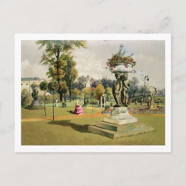 Postal El jardín de la terraza, la abadía de Woburn (crom (Anverso)