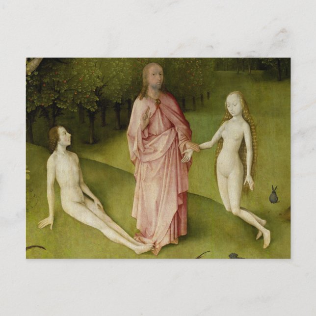 Postal El Jardín de las Delicias Terrestres, siglo XV (Anverso)